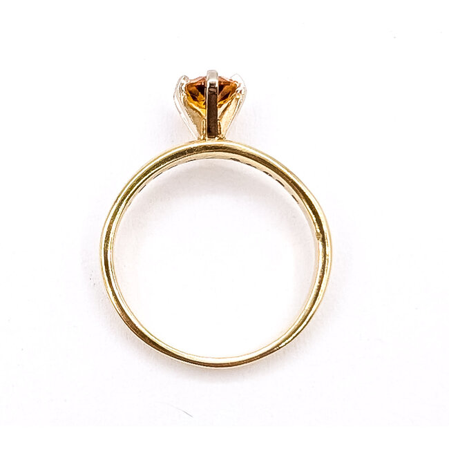 Ring 6-Prong .15ctw Round Diamonds .90ct Golden Citrine 14ky 3.2mm Sz7.5 2.72g 126070120