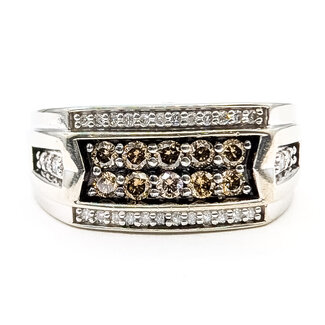 Ring Engagement Enamel .33ctw Round White & Champagne Diamonds 10kw 9mm Sz9.75 4.63g 126070124