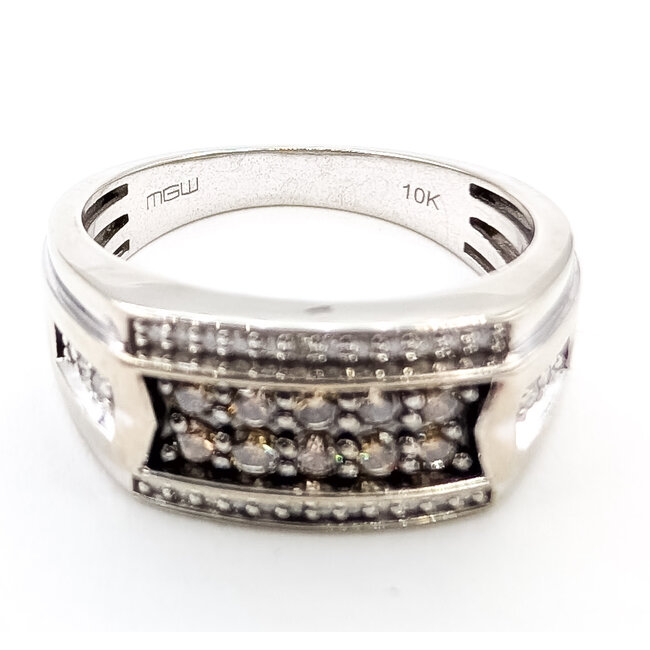 Ring Engagement Enamel .33ctw Round White & Champagne Diamonds 10kw 9mm Sz9.75 4.63g 126070124