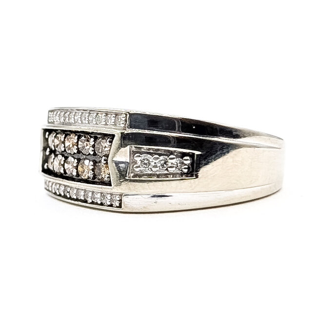 Ring Engagement Enamel .33ctw Round White & Champagne Diamonds 10kw 9mm Sz9.75 4.63g 126070124