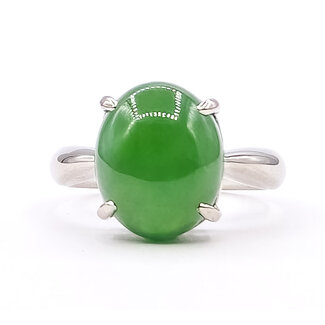 Ring Solitaire 6.59ct Green Jade 900pt 3.35mm Sz6.25 8.51g 126070125