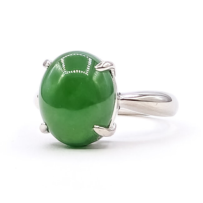 Ring Solitaire 6.59ct Green Jade 900pt 3.35mm Sz6.25 8.51g 126070125