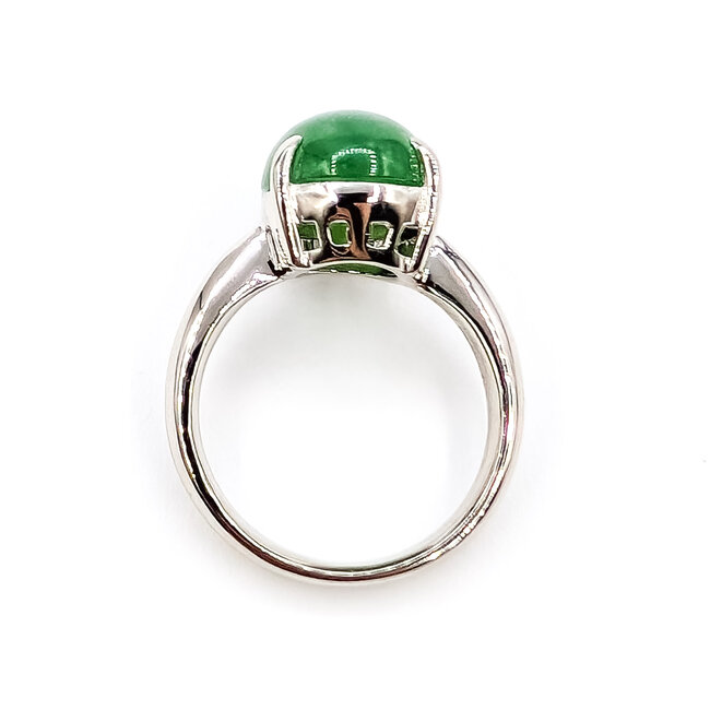 Ring Solitaire 6.59ct Green Jade 900pt 3.35mm Sz6.25 8.51g 126070125