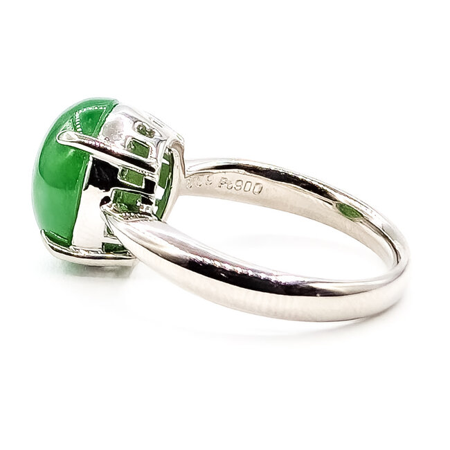 Ring Solitaire 6.59ct Green Jade 900pt 3.35mm Sz6.25 8.51g 126070125