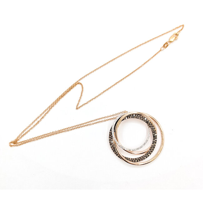 Pendant Effy Interlocking Circles .40ctw Round Diamonds 14kr 1.4" 18" 7.79g 126070133