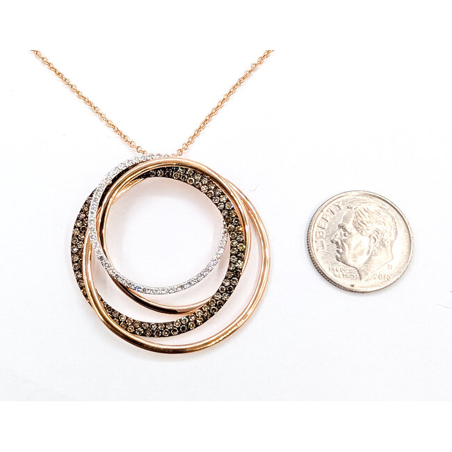Pendant Effy Interlocking Circles .40ctw Round Diamonds 14kr 1.4" 18" 7.79g 126070133