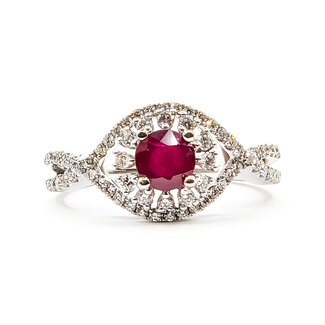 Ring Halo Twist Band .46ctw Round Diamonds .54ct Ruby 14kw 3.5mm Sz7 3.06g 226070001