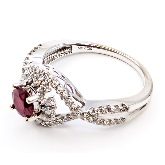 Ring Halo Twist Band .46ctw Round Diamonds .54ct Ruby 14kw 3.5mm Sz7 3.06g 226070001
