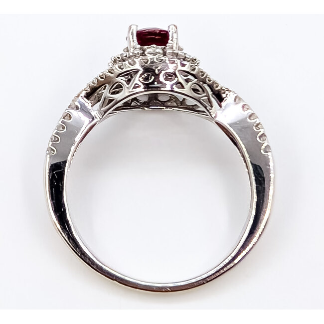 Ring Halo Twist Band .46ctw Round Diamonds .54ct Ruby 14kw 3.5mm Sz7 3.06g 226070001