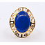Ring Solitare Greek Key 5ct Blue Cabochon Lapis 14ky 2.15mm Sz6 3.48g 226070010