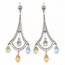 Earrings Dangle Milgrain 2.60ctw Euro & Single Cut Diamonds 3.00ctw Multicolor Sapphire 900pt 2.5x.8" 9.32g 126070130