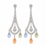 Earrings Dangle Milgrain 2.60ctw Euro & Single Cut Diamonds 3.00ctw Multicolor Sapphire 900pt 2.5x.8" 9.32g 126070130