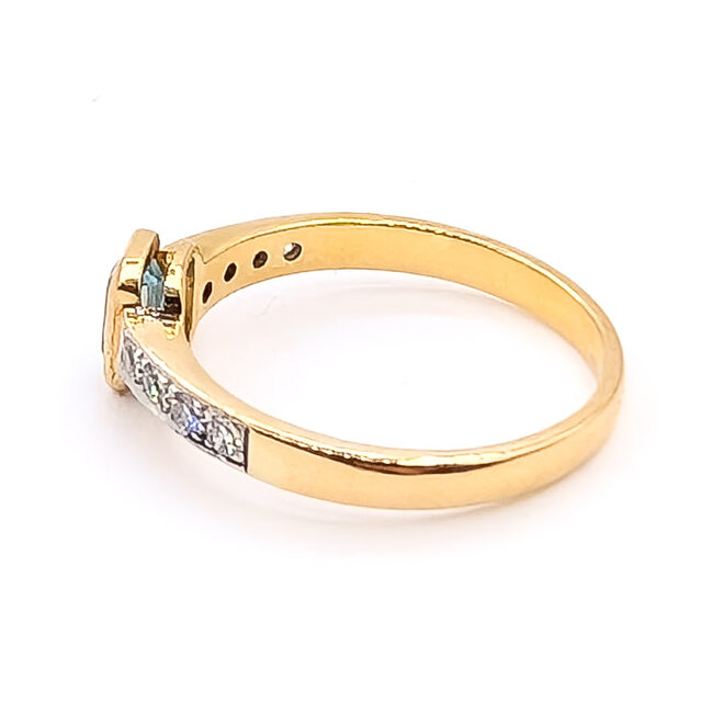 Ring Modern Geometric .20ctw Round Diamonds .25ct Blue Zircon 18ky 2.5mm Sz4.5 2.07g 126070116