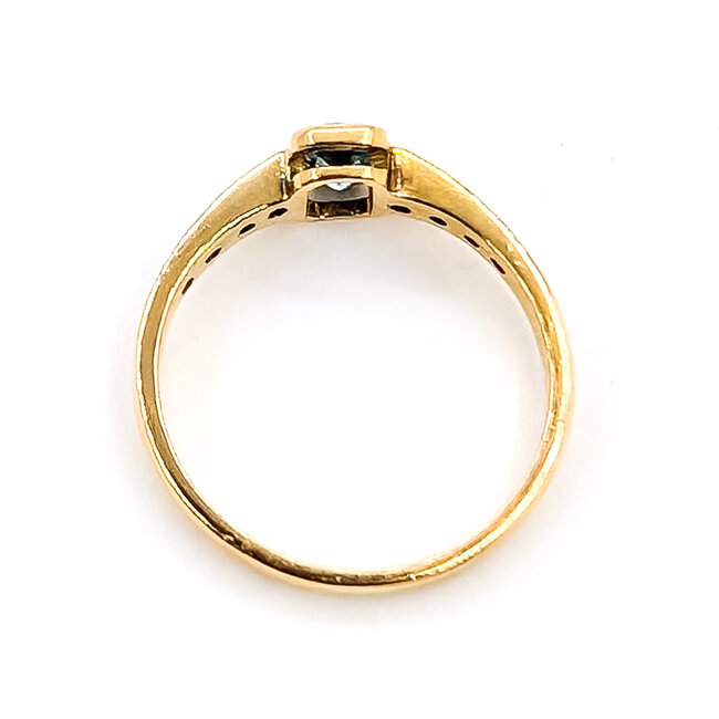Ring Modern Geometric .20ctw Round Diamonds .25ct Blue Zircon 18ky 2.5mm Sz4.5 2.07g 126070116