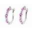 Earrings J-Hoop .40ctw Round Diamonds 1.5ctw Pink Sapphire 18kw .6x.1" 4.32g 126070129