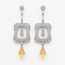 Earrings Dangle Milgrain 1.60ctw Euro & Single Cut Diamonds 1.00ctw Imperial Topaz 900pt 1.75x.55" 6.98g 126070131