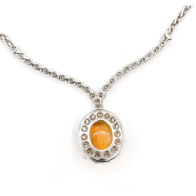 Necklace Y-Drop Halo 1.64ctw Round Diamonds 2.25ct Ethiopian Opal 18kw 17.5x14mm 16" 15.4g 126070134