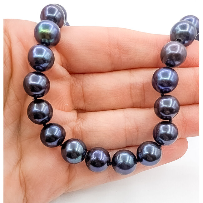 Pearl Strand 8.6-9.3mm Blue-Green to Violet Tones Tahitian Pearl 14ky 9.3mm 18" 46.07g 126070136