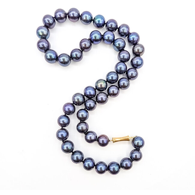Pearl Strand 8.6-9.3mm Blue-Green to Violet Tones Tahitian Pearl 14ky 9.3mm 18" 46.07g 126070136
