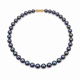 Pearl Strand 8.6-9.3mm Blue-Green to Violet Tones Tahitian Pearl 14ky 9.3mm 18" 46.07g 126070136