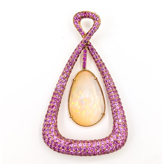 Pendant Pave 4.20ctw Pink Sapphires 23.5ct Australian Crystal Opal 18kr 75x43 22.02g 225040054