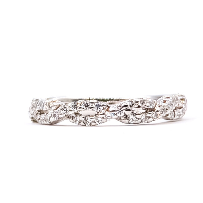 Ring Twisted .25ctw Round Diamonds 14kw Sz5 2.4g 125120071