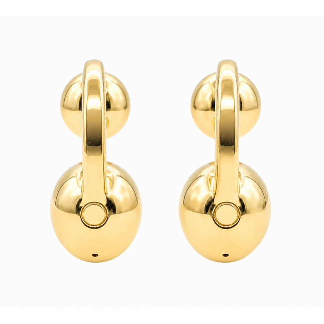 Earrings Double Ball 18ky 1.2x.5" 7.23g 126072001