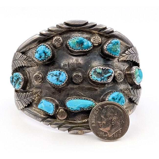 Bracelet Native "PH" Cuff Turquoise Sterling 2" 6.5" 64g 126070140
