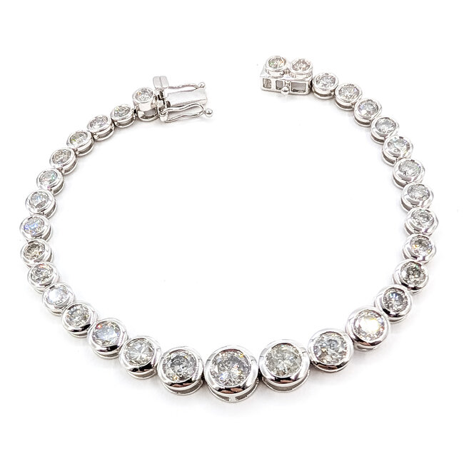 Bracelet Tennis Graduated 7.94ctw Round Diamonds 14kw 5-8mm 7" 12.6g 226070014