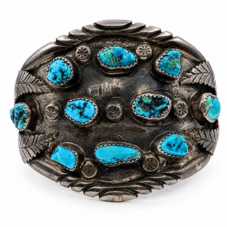 Bracelet Native "PH" Cuff Turquoise Sterling 2" 6.5" 64g 126070140