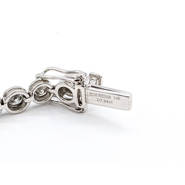 Bracelet Tennis Graduated 7.94ctw Round Diamonds 14kw 5-8mm 7" 12.6g 226070014