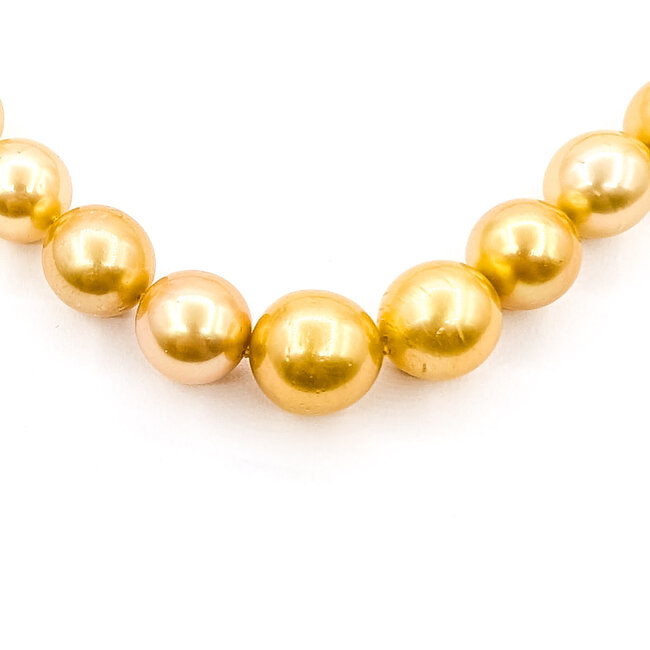 Necklace Graduated Strand 10-13.3mm Golden South Sea Pearls 14ky 17.5" 73.67g 226070016