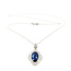 Necklace Floral Quatrefoil W/chain 1.32ctw Round Diamonds GIA: 5231597058 10.73ct Blue Ceylon Sapphire Platinum 50x25mm 16" 11.7g 226070017