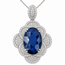 Necklace Floral Quatrefoil W/chain 1.32ctw Round Diamonds GIA: 5231597058 10.73ct Blue Ceylon Sapphire Platinum 50x25mm 16" 11.7g 226070017