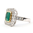 Ring Halo Cocktail Milgrain 0.95ctw Round Diamonds 2.21ct Green Emerald 18kw 15x15mm Sz6.5 7.4g 226070019