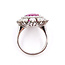 Ring Cocktail Sunburst Halo 3.02ctw Round Diamonds GIA: 2239237499 4.94ct Red Burmese Ruby Platinum 22x20mm Sz7 13.2g 226070020