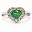 Ring Heart Halo Split Band 0.30ctw Round Diamonds 0.54ct Green Emerald Platinum 8.5mm Sz6.75 4.3g 226070021