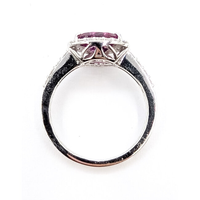 Ring Halo 0.41ctw Round Diamonds GIA: 5232457093 1.08ct Pinkish Violet Sapphire Platinum 8.5mm Sz6.75 3.8g 226070024