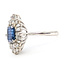 Ring Cocktail 0.90ctw Round & Baguette Diamonds 1.81ct Blue Sapphire 18kw 19mm Sz7 5.3g 226070025