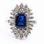 Ring Cocktail 0.90ctw Round & Baguette Diamonds 1.81ct Blue Sapphire 18kw 19mm Sz7 5.3g 226070025