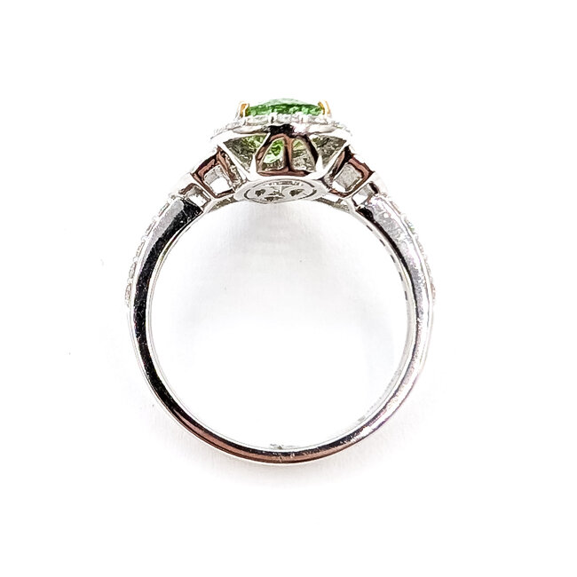 Ring Enamel Halo 0.44ctw Round Diamonds GIA: 2233644962 1.76ct Yellowish Green Pariba Tourmaline 14kw 16mm Sz6.75 3.5g 226070026