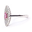 Ring Navette Halo Milgrain 0.55ctw Round Diamonds 0.88ct Pink Sapphire Platinum 18x9mm Sz6.5 5.9g 226070027