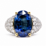 Ring Cocktail 0.74ctw Round Diamonds GIA: 2231598063 3.73ct Blue Sapphire Platinum & 18kt 11mm Sz6.75 6.6g 226070028