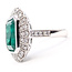 Ring Cocktail Milgrain 0.74ctw Round Diamonds GIA: 2225947425 9.44ct Green Emerald Platinum 23x20mm Sz7 12.4g 226070029