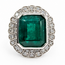 Ring Cocktail Milgrain 0.74ctw Round Diamonds GIA: 2225947425 9.44ct Green Emerald Platinum 23x20mm Sz7 12.4g 226070029