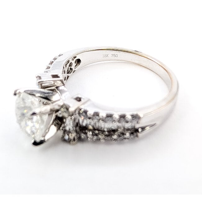 Ring Engagement 1.57ct Round Diamond 0.76ctw Colorless Diamonds 18kw 7mm Sz6.75 5.3g 226070030