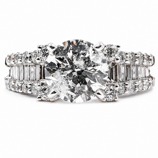 Ring Engagement 1.57ct Round Diamond 0.76ctw Colorless Diamonds 18kw 7mm Sz6.75 5.3g 226070030