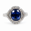 Ring Cocktail Tapered 0.56ctw Round Diamonds GIA: 2235598107 2.26ct Blue Sapphire 900pt 12mm Sz7 6.7g 226070031