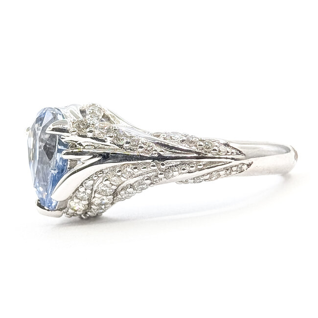 Ring Split Band Pave 0.54ctw Round Diamonds GIA: 5231722871 2.51ct Pastel Blue Sapphire 900pt 10mm Sz6.5 6.9g 226070032