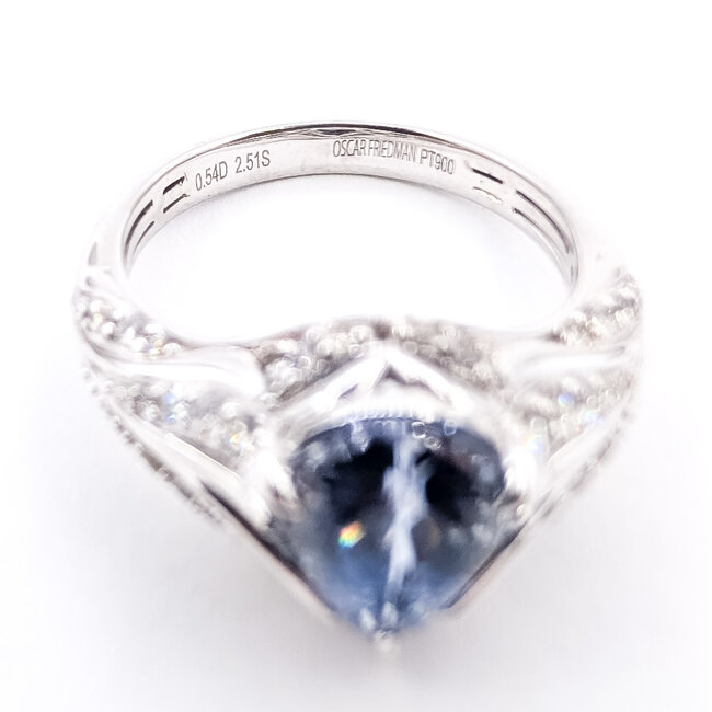 Ring Split Band Pave 0.54ctw Round Diamonds GIA: 5231722871 2.51ct Pastel Blue Sapphire 900pt 10mm Sz6.5 6.9g 226070032